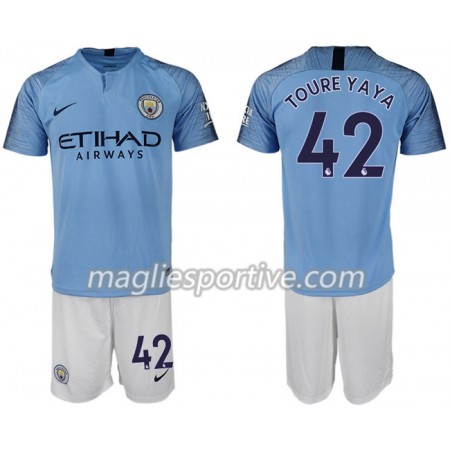 Completo Calcio Manchester City TOURE YAYA 42 Bambino Divisa Prima 2018/2019